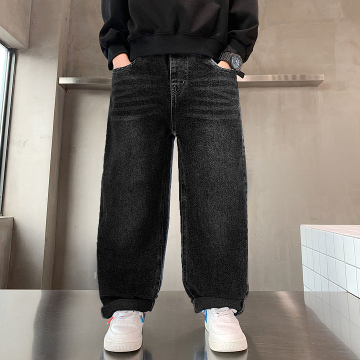 Herren lässige Oversized-Jeans mit tiefem Bund und seitlichen Taschen Drune