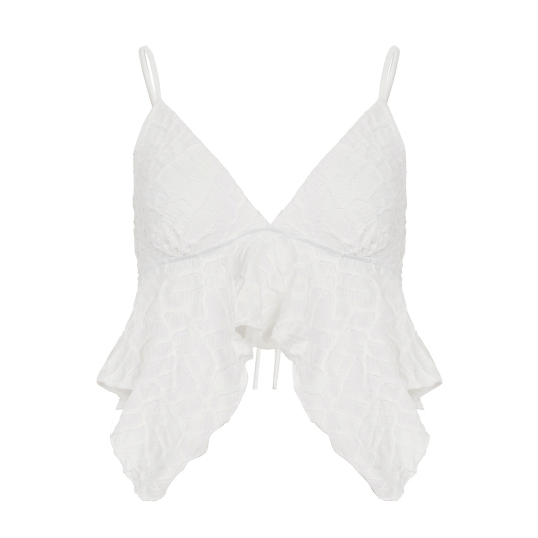 Damen Freizeit Top mit verspieltem Rüschen-Design und Spaghetti-Trägern Drune