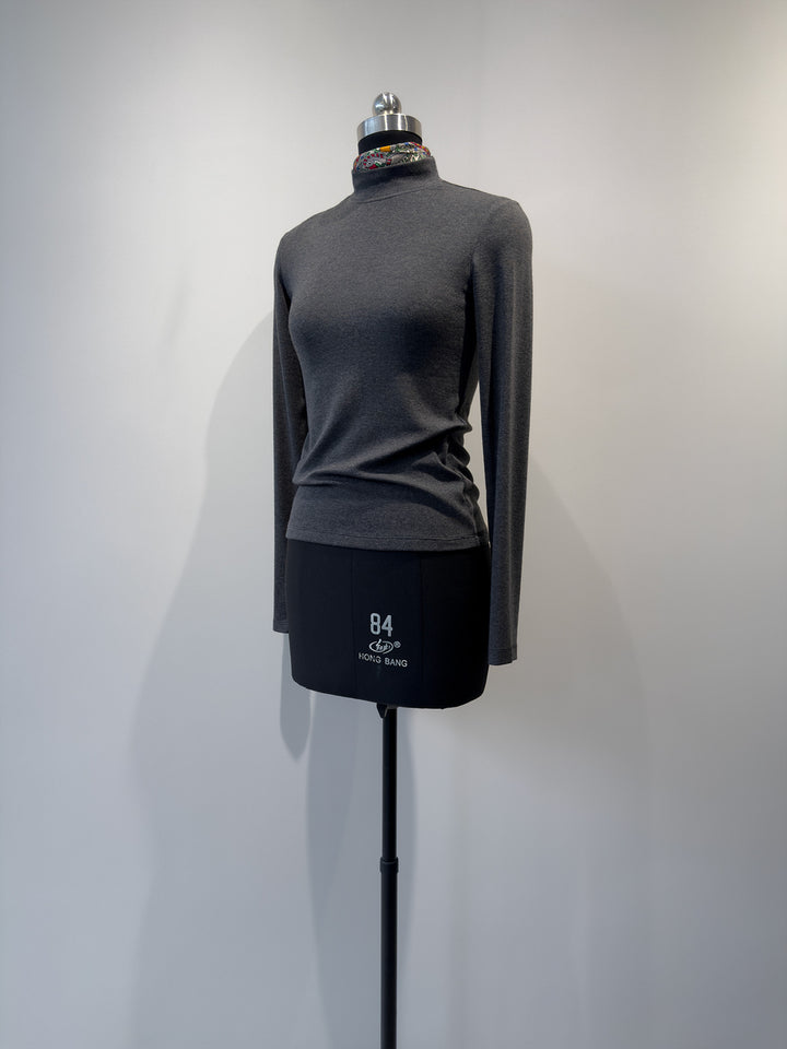 Damen Mock Neck Langarmshirt Drune