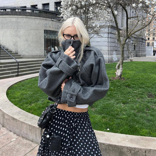 Damen Oversized Wolljacke mit elegantem Schnitt und praktischen Taschen Drune