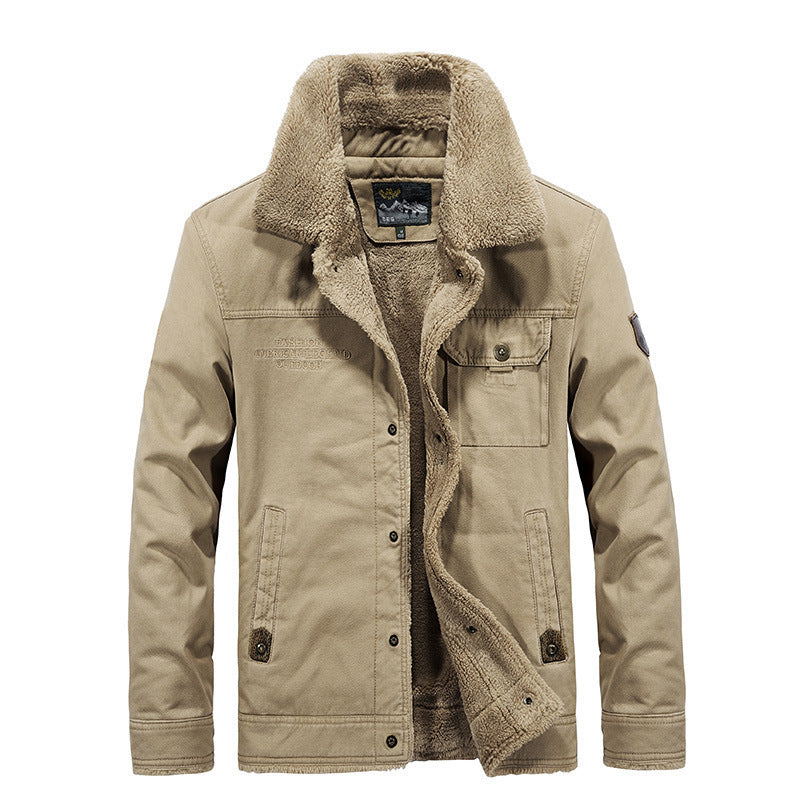 Herren Robust-Canvas-Fieldjacke mit Teddyfutter, Stehkragen und Utility-Taschen Drune