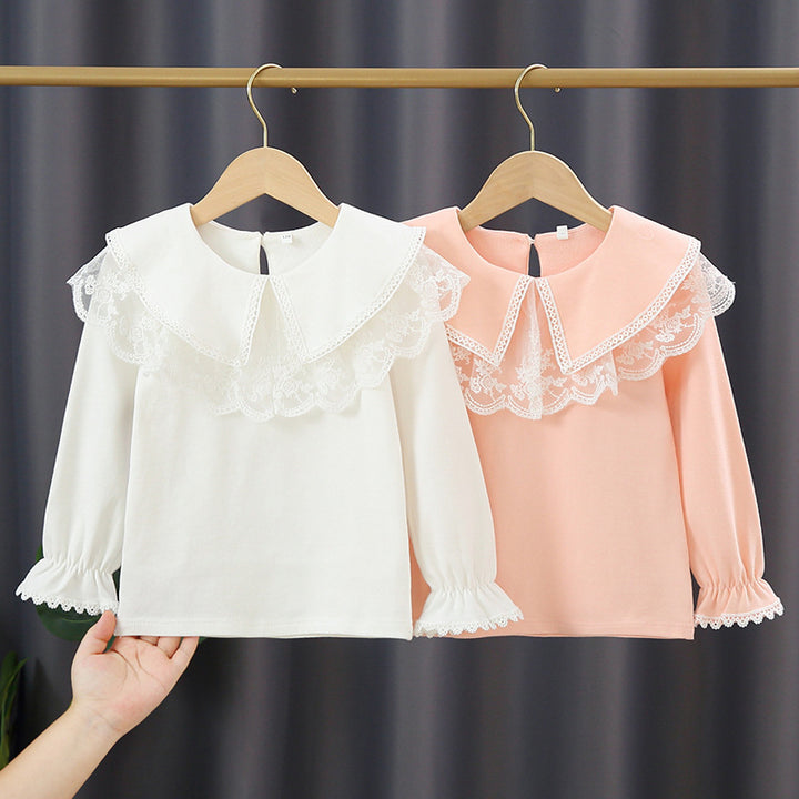 Damen Bluse mit elegantem Spitzenkragen Drune