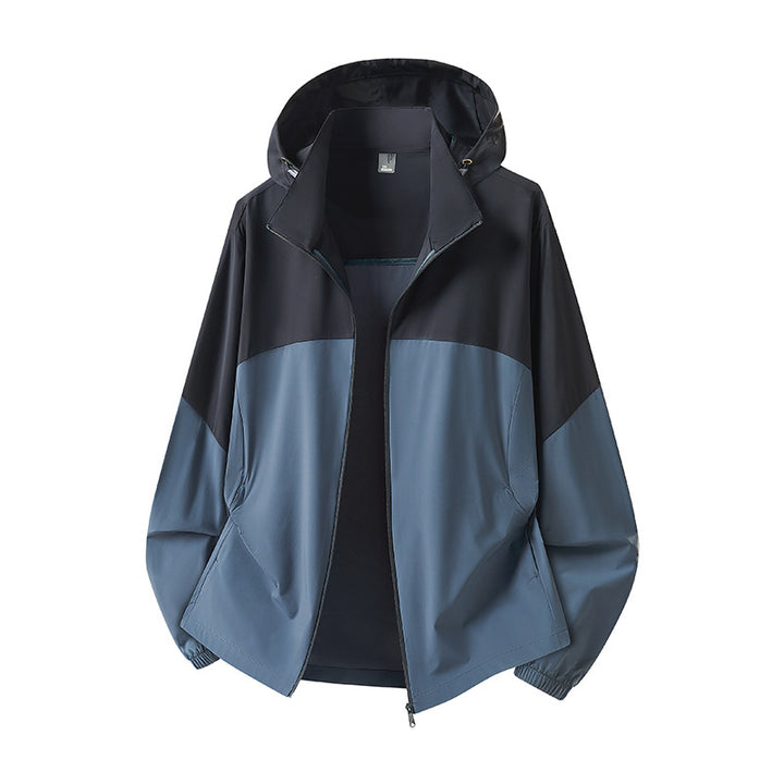 Herren Leichte Kapuzen-Regenjacke mit atmungsaktivem Softshell-Material und elastischen Bündchen Drune