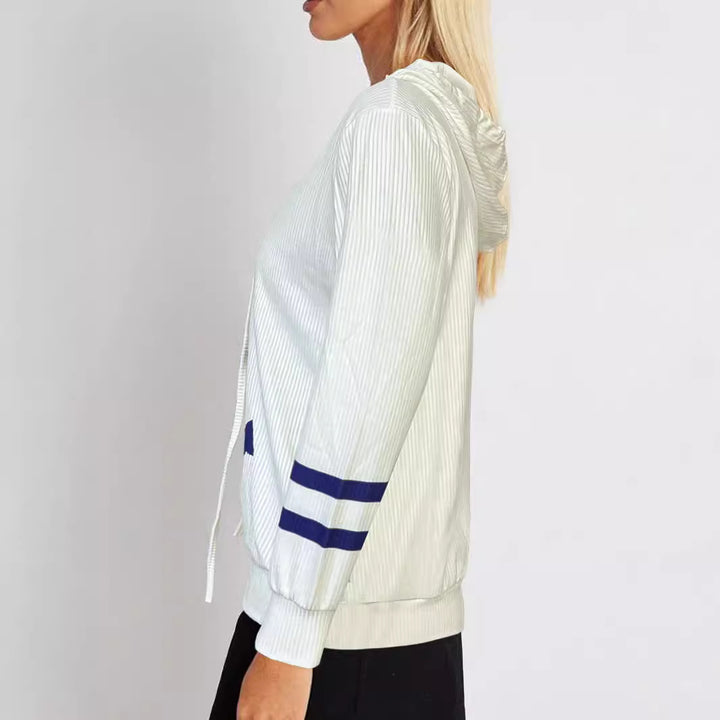 Damen Maritimes Kapuzen-Tunika-Shirt mit großem Ankerprint und Crinkle-Struktur Drune