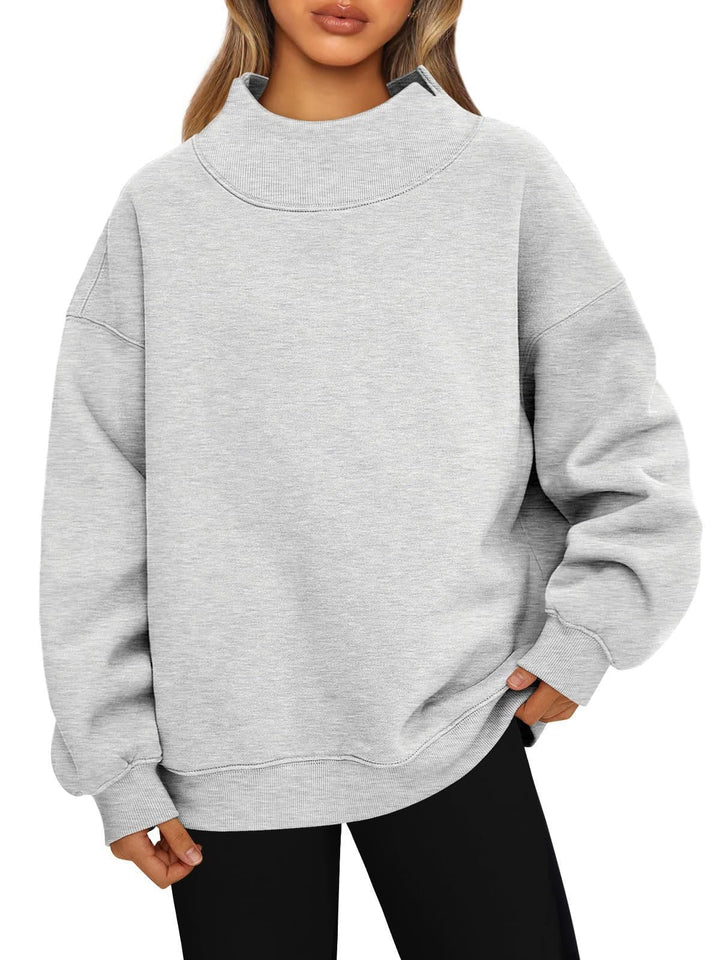 Damen Oversized-Sweatshirt mit hohem Stehkragen und überschnittener Schulter Drune