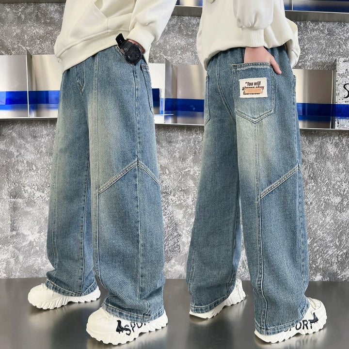 Unisex weite Jeans mit stilvollen Kontrastnähten Drune