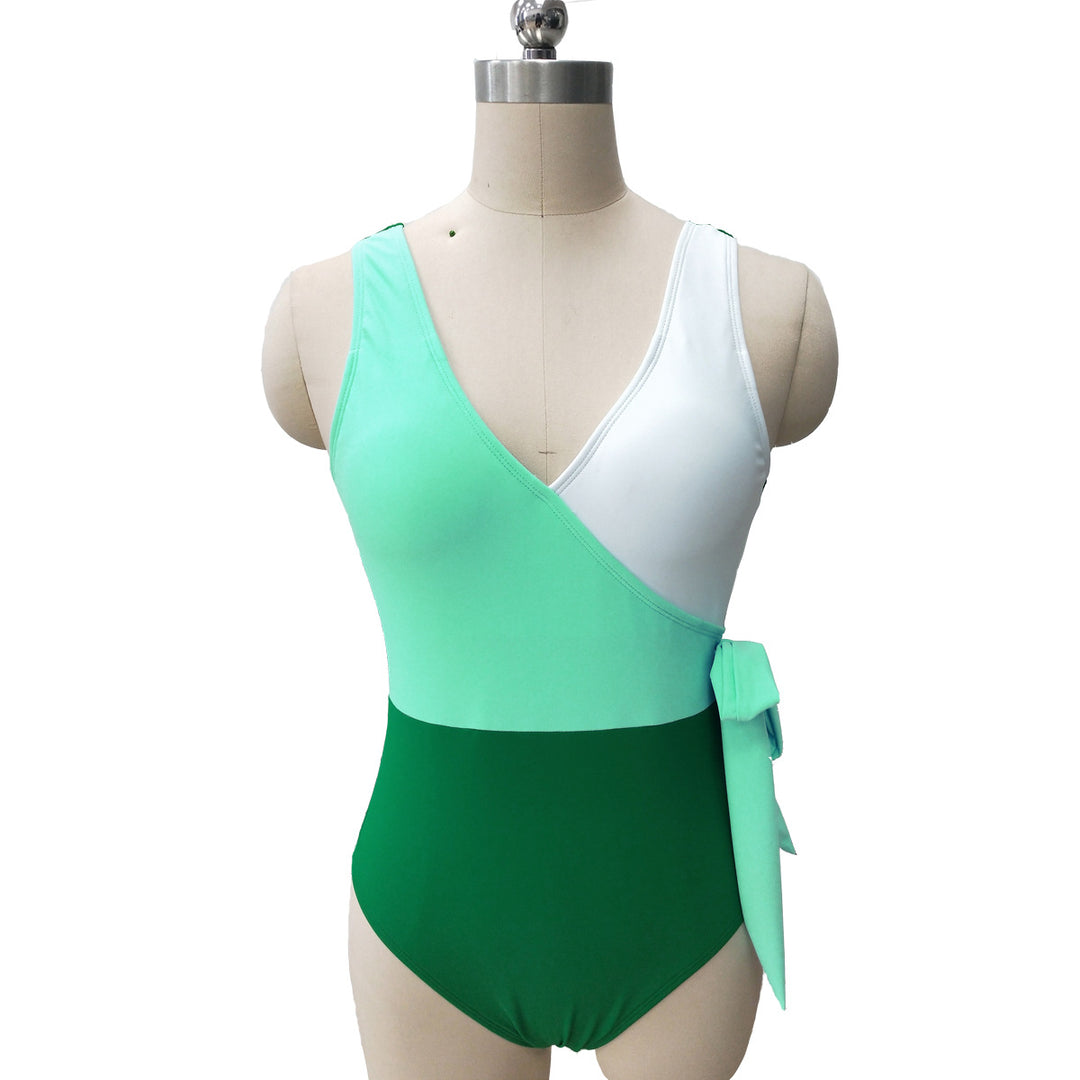 Damen Eleganter Wickelbadeanzug mit asymmetrischem Schnitt Drune
