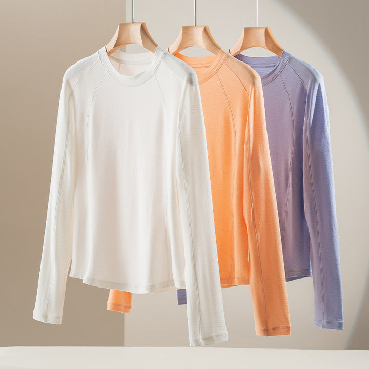 Damen Leichtes Longsleeve-Feinstrickshirt mit Raglanärmeln und Rundhalsausschnitt Drune