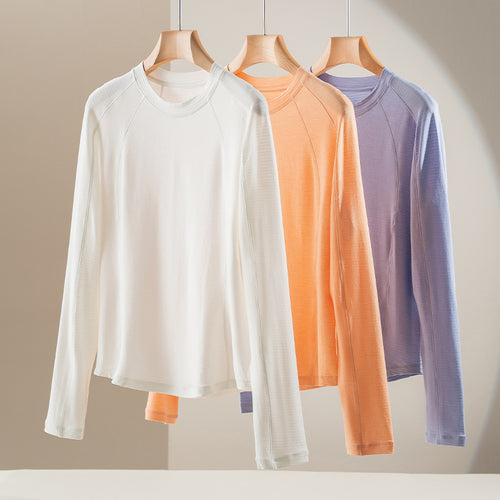 Damen Leichtes Longsleeve-Feinstrickshirt mit Raglanärmeln und Rundhalsausschnitt Drune
