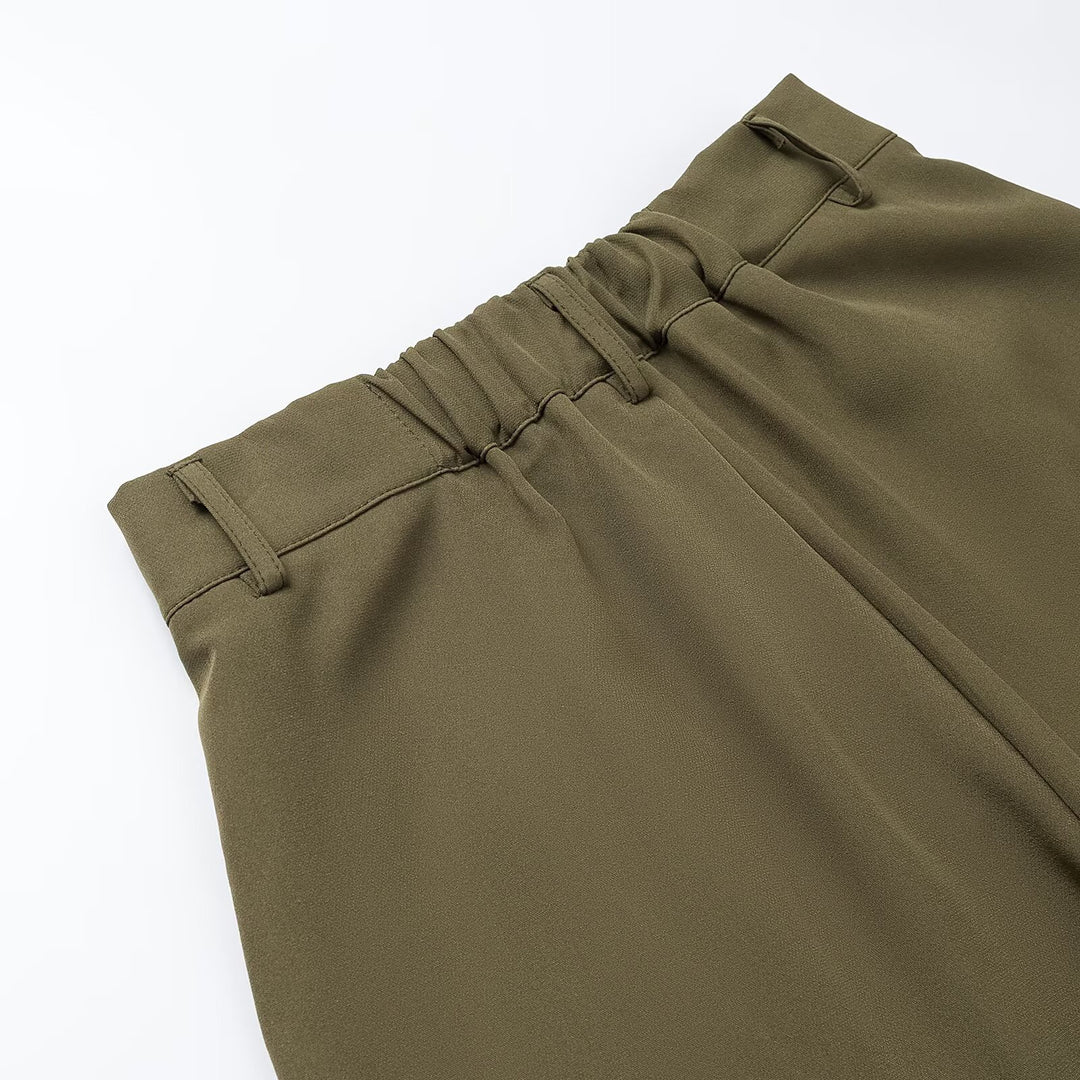 Damen Zweiteiliges tailliertes Weste‑und Hose Set mit Bindegürtel und weitem Bein Drune
