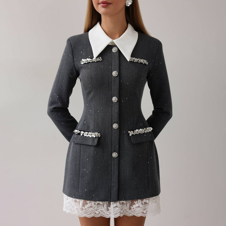 Damen Elegantes und figurbetontes Blazer-Kleid mit dekorativen Details Drune