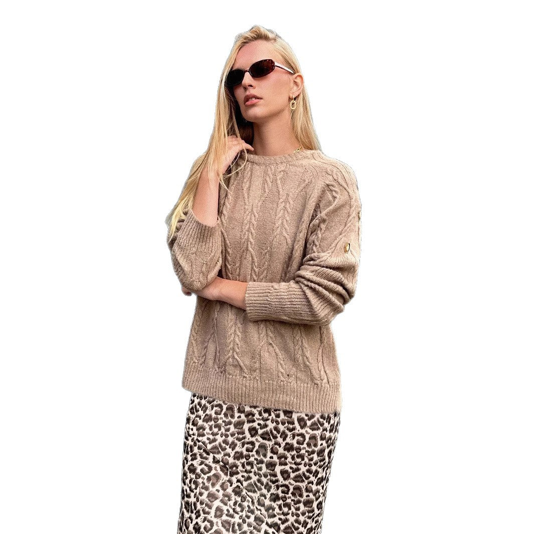 Damen Pullover mit Kabelstrickmuster und lässigem Schnitt Drune