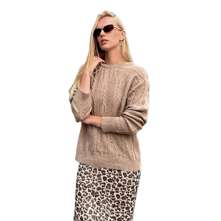 Damen Pullover mit Kabelstrickmuster und lässigem Schnitt Drune