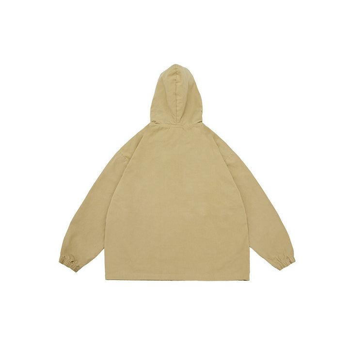 Unisex Oversize-Kapuzenpullover mit Knopfleiste, Kängurutasche und elastischen Bündchen Drune