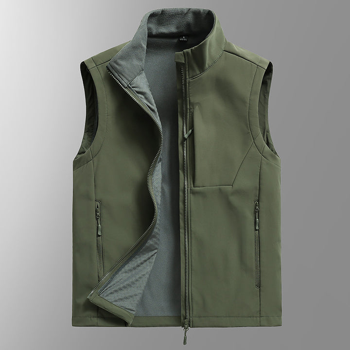 Herren Softshell‑Weste mit Fleecefutter, winddichter Außenlage und Reißverschlusstaschen Drune
