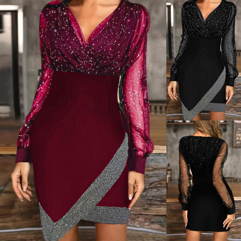 Damen Abendkleid mit Funkelnden Details und Elegantem Schnitt Drune