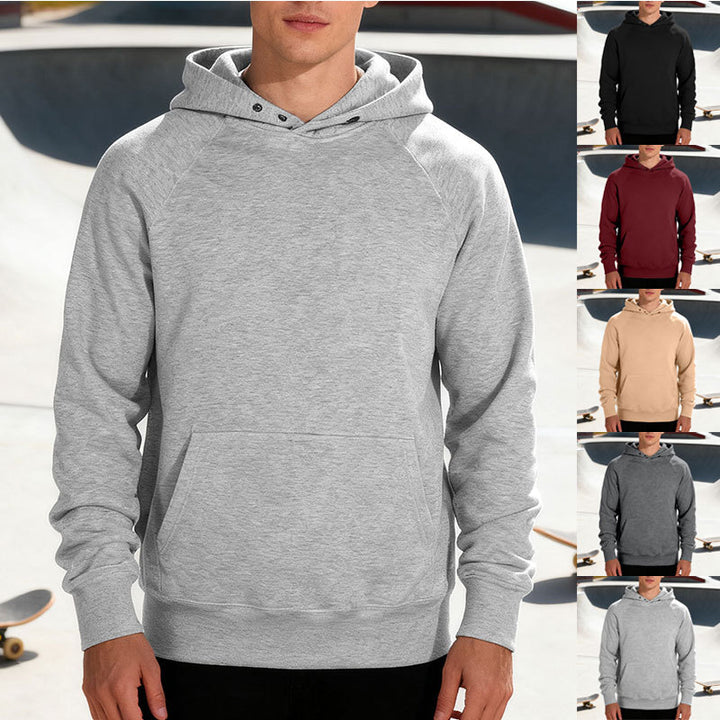 Herren nan Sweatstoff Kapuzenpullover mit Raglanärmeln, Kängurutasche und verstärktem Saum Drune