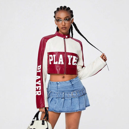 Damen cropped Jacke mit sportiven Akzenten Drune