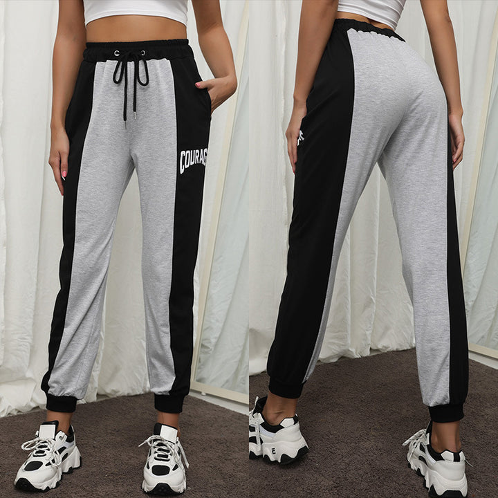 Damen Sportive Jogginghose mit Colorblock, Tunnelzug und elastischen Bündchen Drune