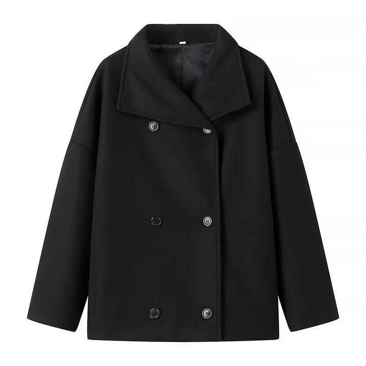 Damen nan kokonartige Kurzjacke mit doppelreihiger Knopfleiste und weitem Schalkragen Drune