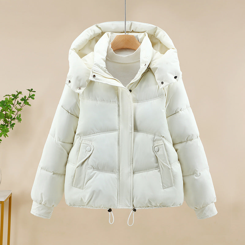 Damen moderne Pufferjacke mit abnehmbarer Kapuze und praktischen Taschen Drune