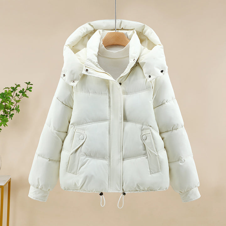 Damen moderne Pufferjacke mit abnehmbarer Kapuze und praktischen Taschen Drune