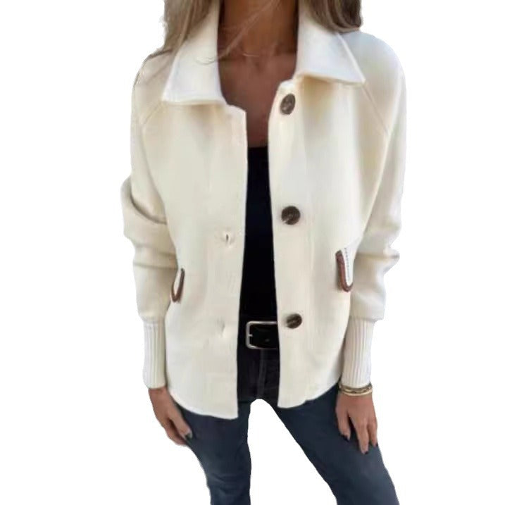 Damen gemütliche Cardigan-Jacke mit Knöpfen Drune
