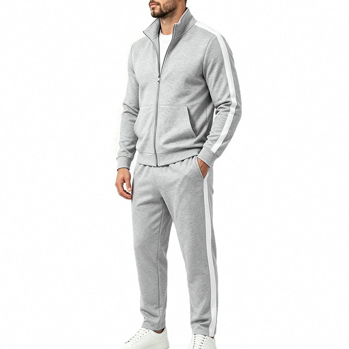 Herren Sportliches Trainingsanzug-Set mit Kontraststreifen, Reißverschlussjacke und Jogginghose Drune