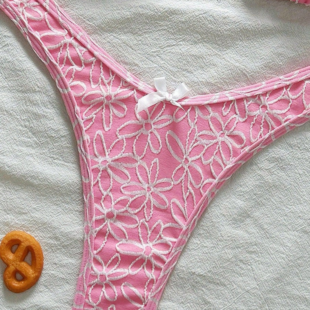 Damen Verspielter Triangel-Bikini mit floralen Applikationen Drune
