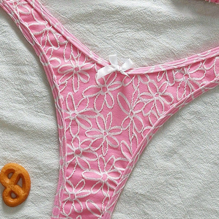 Damen Verspielter Triangel-Bikini mit floralen Applikationen Drune