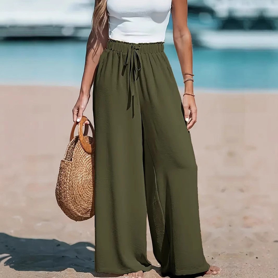 Damen weite Sommerhose mit elastischem Taillenbund Drune