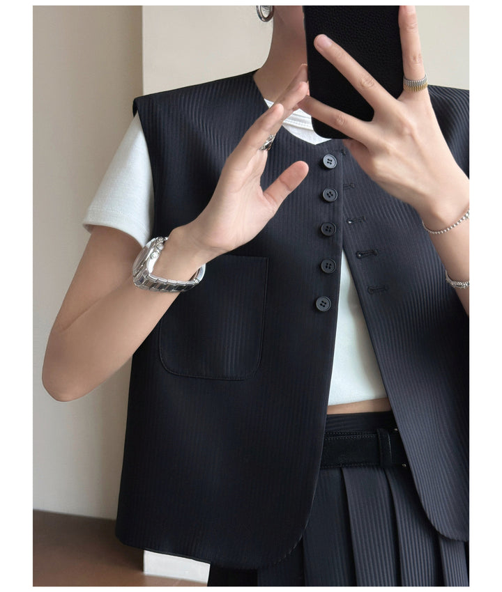 Damen Elegante Blazer-Weste mit gestreiftem Design Drune
