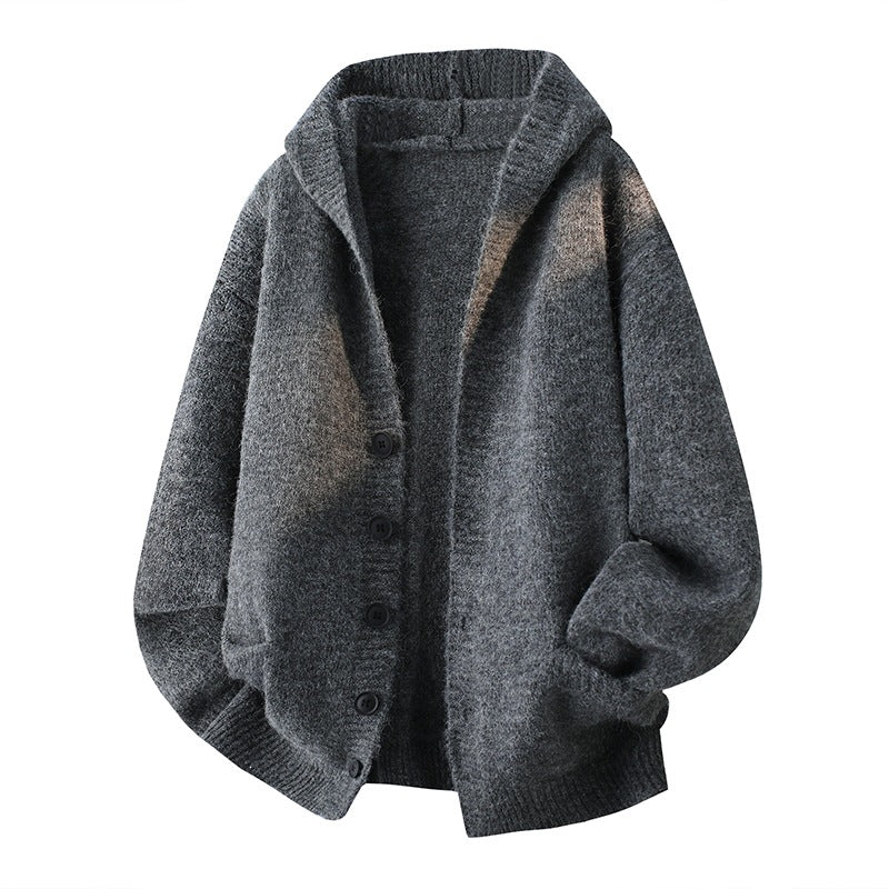 Herren Oversize-Strickcardigan mit Schalkragen, Knopfleiste und Eingrifftaschen Drune