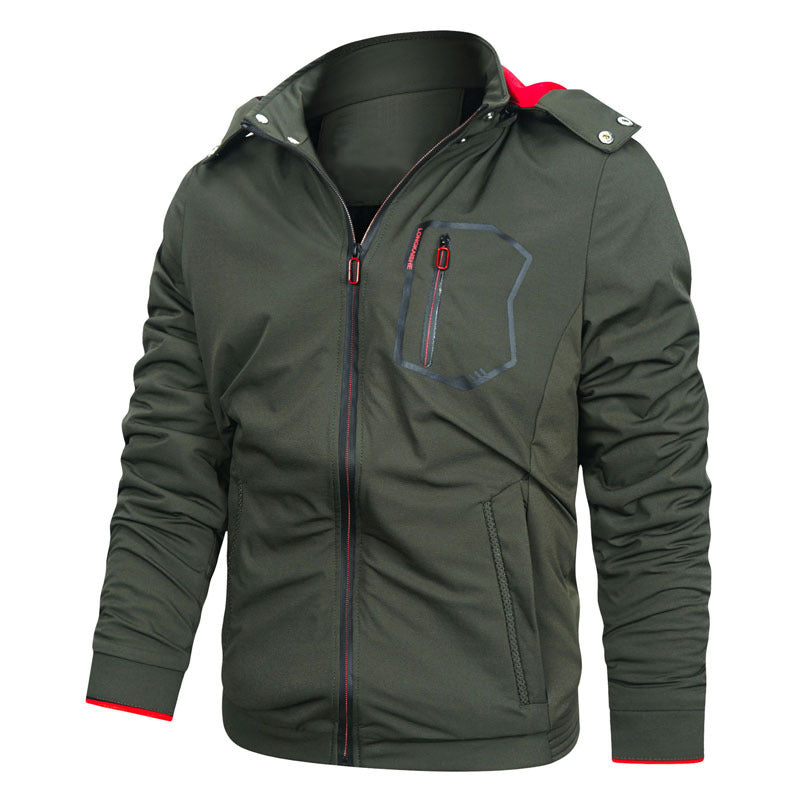 Herren Sportliche Softshell-Hoodiejacke mit wasserabweisender Membran Brusttasche und Stehkragen Drune