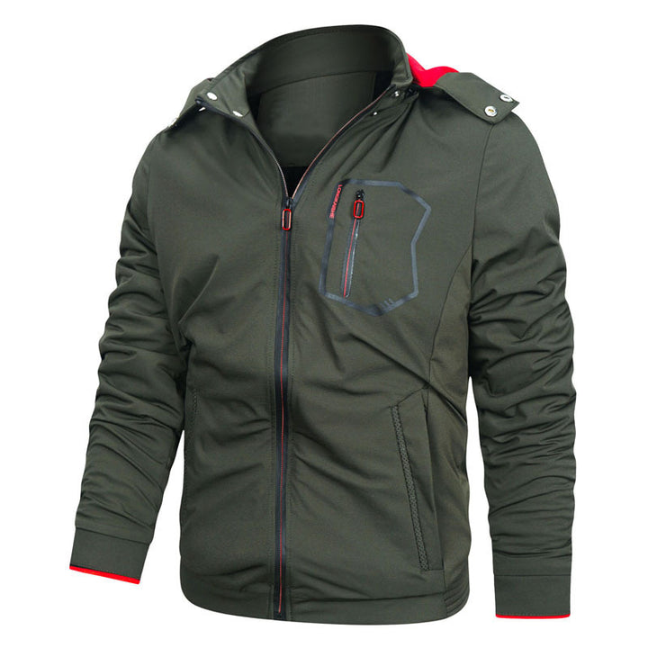 Herren Sportliche Softshell-Hoodiejacke mit wasserabweisender Membran Brusttasche und Stehkragen Drune