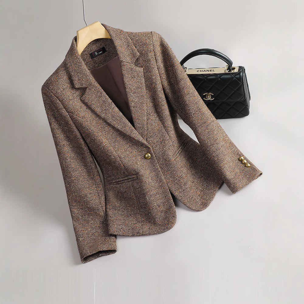 Drune | Blazer Taillierte Passform Luxuriöser Stoff Ein Knopf Knopfdetails