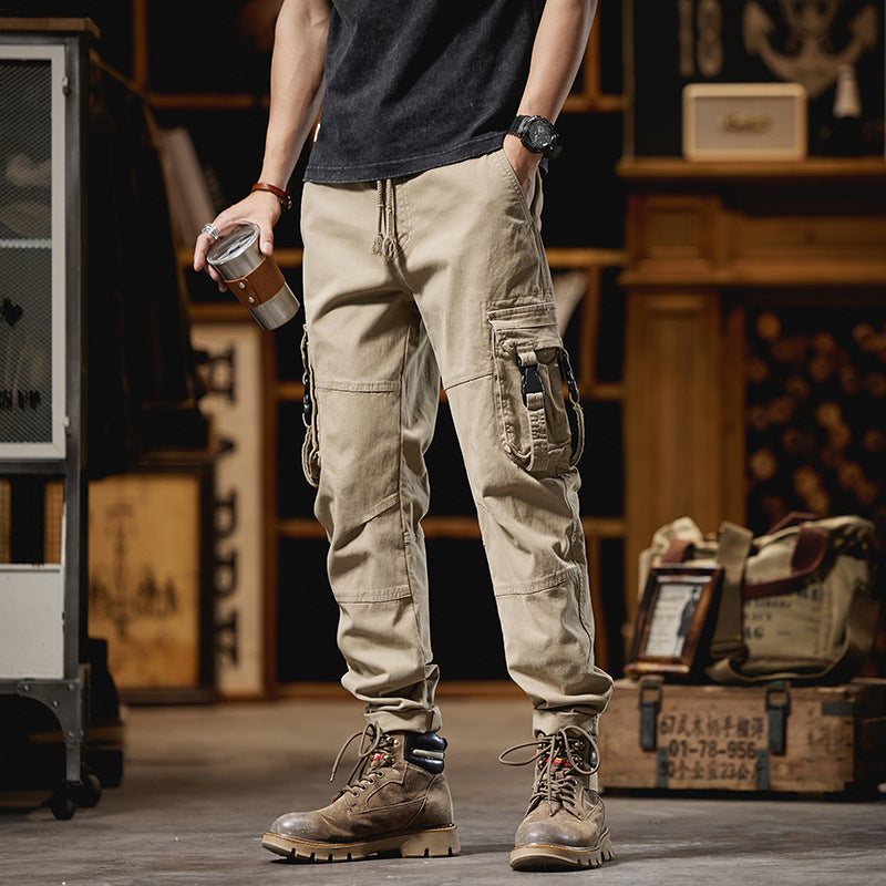 Herren Taktische Utility-Cargo-Hose mit verstärkten Kniepatches, Multifunktionstaschen und Kordelbund Drune