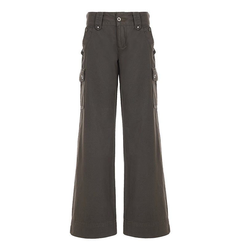 Damen Cargo-Hose im lässigen Stil mit praktischen Seitentaschen und weitem Bein Drune