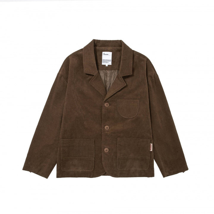 Herren Kastenförmiger Cord-Blouson mit Reverskragen, aufgesetzten Taschen und lockerer Silhouette Drune