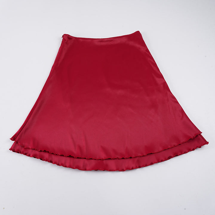 Damen Satinrock mit asymmetrischem Saum und fließendem Schnitt Drune