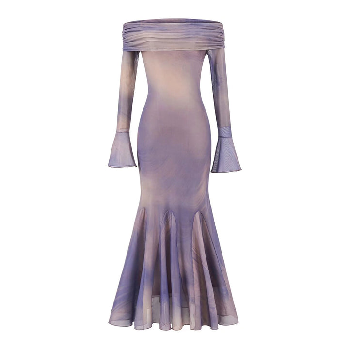 Damen elegantes Wickelkleid mit schulterfreiem Design und ausdrucksstarkem Material Drune
