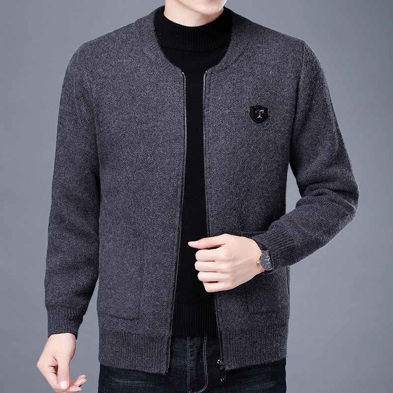 Herren Klassische Strickjacke mit Reißverschluss und aufgesetzten Taschen Drune
