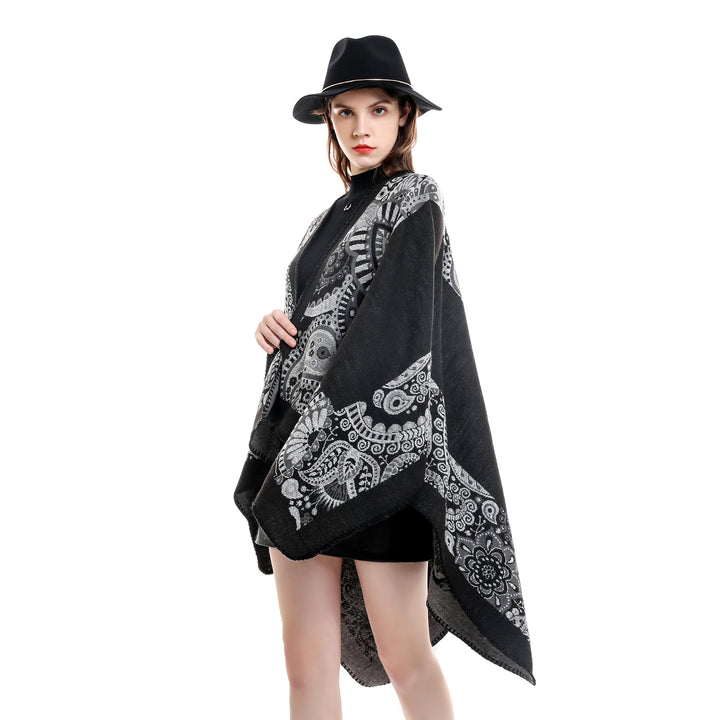 Damen Jacquard-Überwurf mit Paisley-Muster und offenem Kimono-Fall Drune