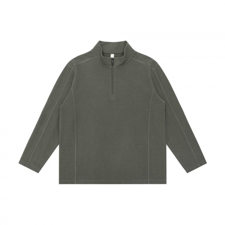 Unisex Texturierter Half‑Zip‑Strickpullover im Boxy‑Schnitt mit Stehkragen Drune