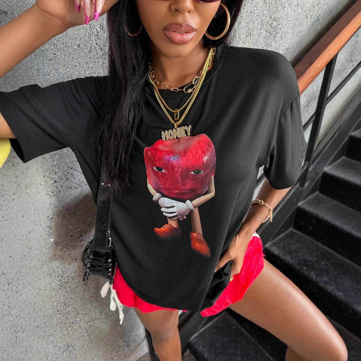Damen T-Shirt mit kreativer Grafik und lässiger Passform Drune