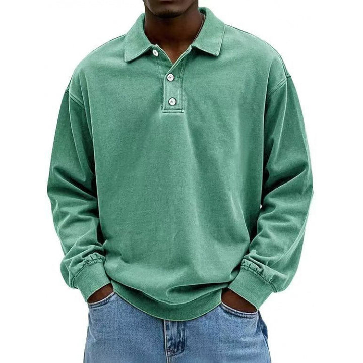 Herren Oversize Langarm Polo aus Baumwollmix Drune