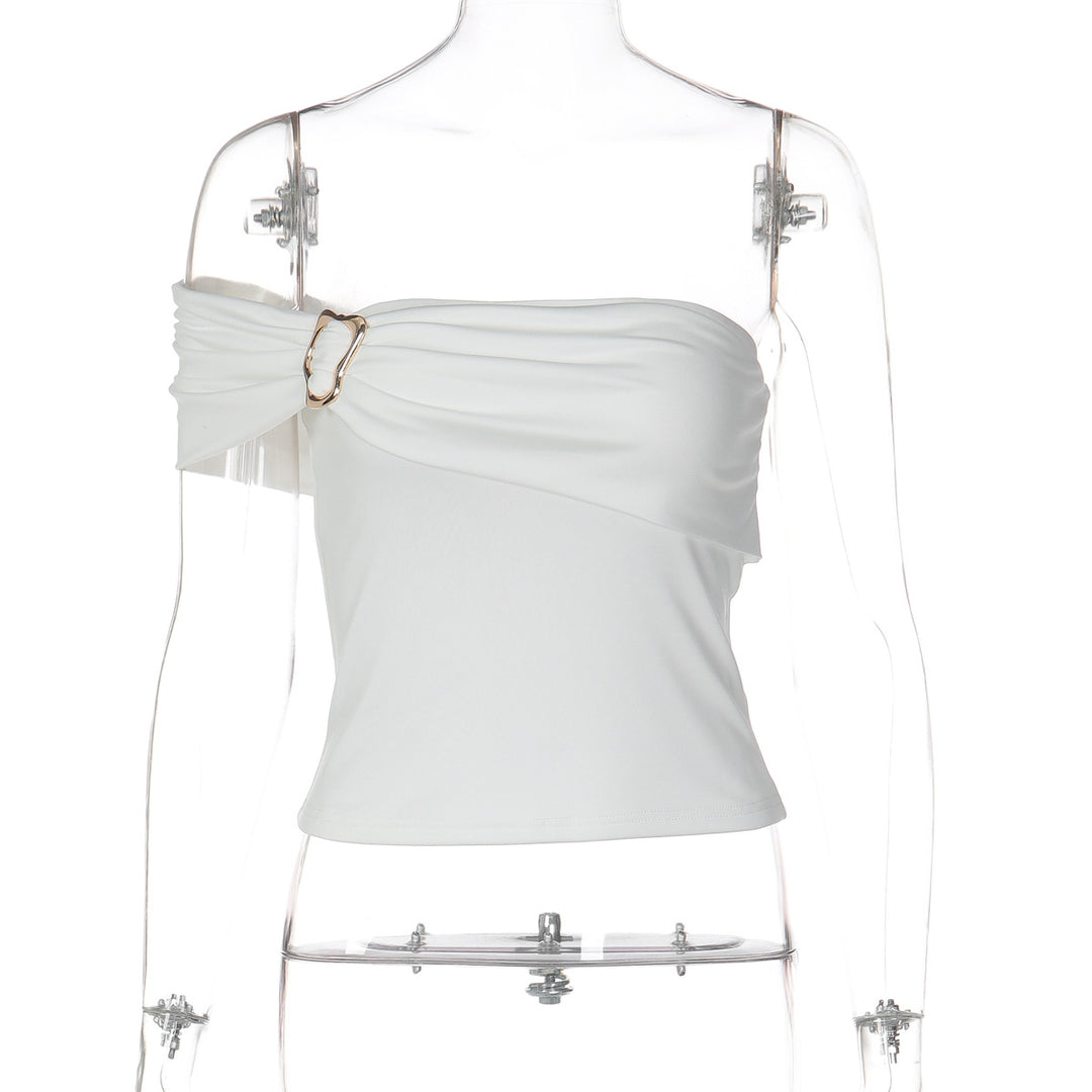 Damen Off-Shoulder Top mit elegantem Drapierungsdetail Drune