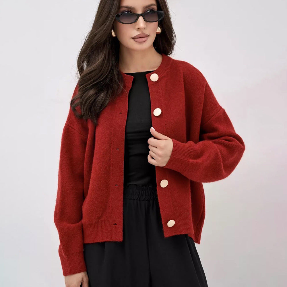 Damen Strickjacke mit großen Knopfdetails und lässigem Schnitt Drune