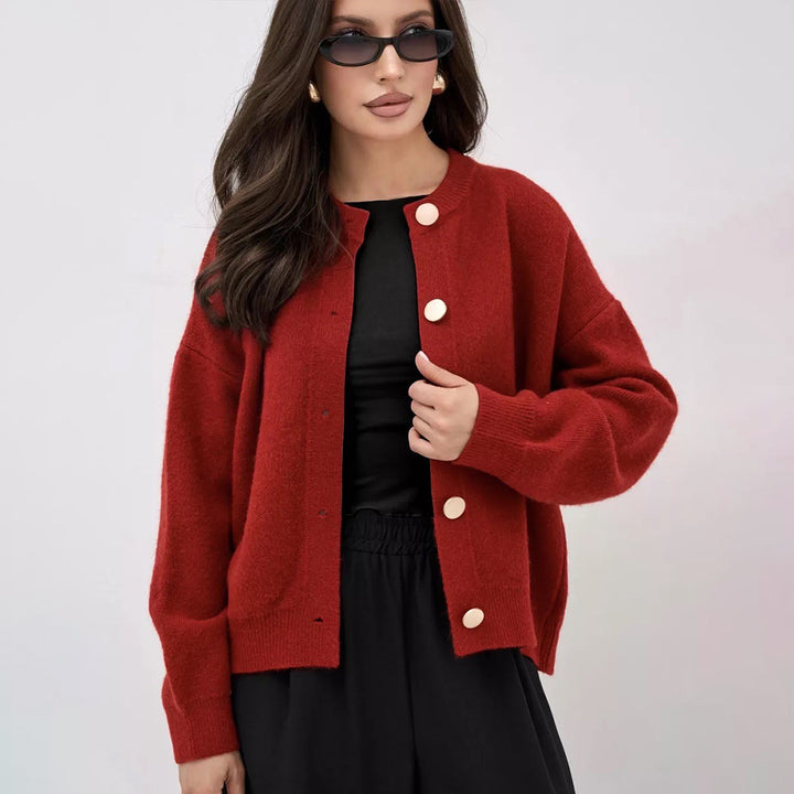 Damen Strickjacke mit großen Knopfdetails und lässigem Schnitt Drune