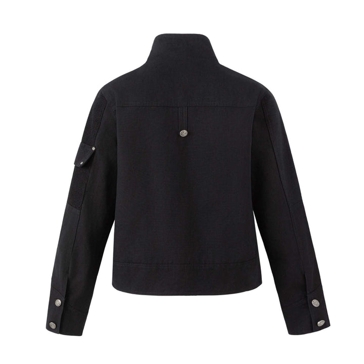 Herren Military-inspirierte Kurzjacke mit Stehkragen, Schnallenriemen und dekorativen Pattentaschen Drune